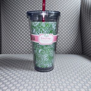 Lilly Pulitzer Sorority Kappa Delta Print Tumbler Cup with Straw